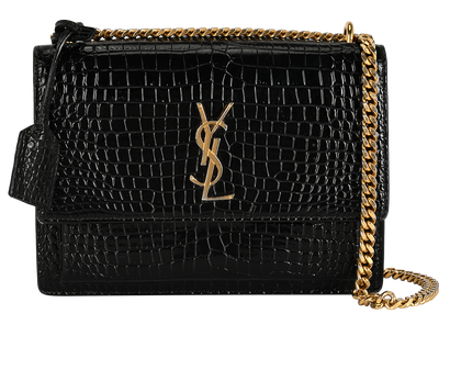 Medium Sunset Crossbody, &pound;1,100, Handbags, Black, Leather, Front view